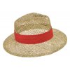Slamený klobúk z morskej trávy s červenou stuhou - Fedora