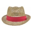 Slamený klobúk z morskej trávy s červenou stuhou - Trilby