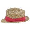 Slamený klobúk z morskej trávy s červenou stuhou - Trilby