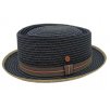 Modrý porkpie klobúk od Mayser Andy - viacfarebná stuha