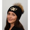 Dámska čierna zimná vlnená čiapka s brmbolcom - Rovisa