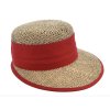 Slamený klobúk - šiltovka proti slnku - Seeberger - morská tráva s červenou stuhou