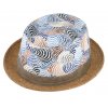 Ľanový letný klobúk pork pie od Fiebig - korková krempa