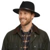 Cestovný klobúk vlnený od Fiebig - čierny s dvojfarebnou koženou stuhou - širák