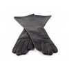 Dámske dlhé čierne kožené rukavice bez podšívky (16 cm)