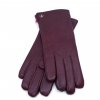 Dámske vínové kožené rukavice s kožúškom, vlnená podšívka - Carlsbad Hat