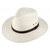 Letný panamský klobúk Fedora - ručne pletený - s koženým pásikom - Ekvádorská panama