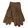 Pánske hnedé ručne šité kožené rukavice z jelenia kože - kašmírová podšívka