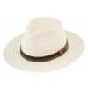 Letný panamský klobúk Fedora Natur - ručne pletený - s koženým pásikom - ekvádorská panama