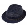 Trilby Raffia Crochet - modrý slamený klobúk s koženou stuhou
