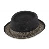 Letný dvojfarebný čierny klobúk Pork Pie - Fiebig