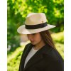 Luxusný panamský klobúk Fedora s čiernou stuhou - ručne pletený, UV faktor 80 -  Ekvádorská panama - Mayser Gedeon