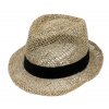 Slamený klobúk z morskej trávy s čiernou stuhou - Trilby