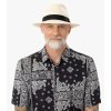 Luxusný panamák s tmavomodrou stuhou - klobúk Fedora - ručne pletený, UV faktor 80 - Ekvádorská panama Cuenca - Mayser William