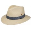 Exkluzívny panamský klobúk Fedora s modrou stuhou - ručne pletený, UV faktor 80 - Ekvádorská panama - Mayser Gero