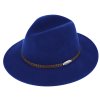 Modrá plstená čiapka klobúk - modrá s koženým pleteným opaskom - Fiebig
