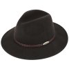 Hnedý klobúk fedora plstený s koženým pleteným pásikom - Fiebig