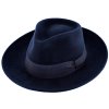 Cestovné klobúk vlnený od Fiebig so širšou krempou - modrý s modrou stuhou