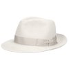 Luxusný biely klobúk Fedora s bielou stuhou - 50 gramami - Borsalino