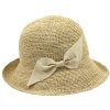 Dámsky slamený klobúk Cloche s béžovou mašľou