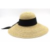 Dámsky nekrčivý slamený klobúk s veľkou krempou a modrou stuhou - Marone