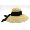 Dámsky nekrčivý slamený klobúk s veľkou krempou a modrou stuhou - Marone