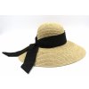 Dámsky nekrčivý slamený klobúk s veľkou krempou a modrou stuhou - Marone