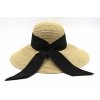 Dámsky nekrčivý slamený klobúk s veľkou krempou a modrou stuhou - Marone