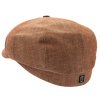 Alan - gaštanová osemdielna čiapka z ľanu a merino vlny