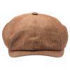 Alan - gaštanová osemdielna čiapka z ľanu a merino vlny