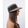 Slamený klobúk - šiltovka proti slnku - Seeberger - morská tráva s modrou stuhou