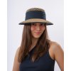Slamený klobúk - šiltovka proti slnku - Seeberger - morská tráva s modrou stuhou