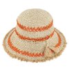 Dámsky letný oranžový klobúčik Cloche s malou krempou a so strapcami od Fiebig