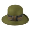 Dámsky plstený zelený klobúčik Cloche - Fiebig