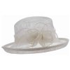 Cloche biely slávnostný klobúčik s ozdobou - zo sisalovej slamy