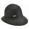 Letný dámsky nemačkavý čierny klobúk - cloche so skrátenou krempou vzadu - UV faktor 80
