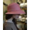 Letný dámsky nemačkavý ružový klobúk - cloche so skrátenou krempou vzadu - UV faktor 80