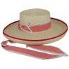 Dámsky letný klobúk Fléchet s červenou stuhou