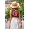 Dámsky letný klobúk Fléchet s červenou stuhou