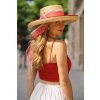 Dámsky letný klobúk Fléchet s červenou stuhou