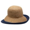 Panamský klobúk - Cloche so širšou asymetrickou krempou a tmavomodrým okrajom - Mayser Sally - UV faktor 80