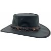 Čierny kožený klobúk z klokanej kože - Nomad Jacaru (skladací)