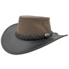 Jacaru Dingo Koolaroo – hnedý letný austrálsky klobúk s koženou krempou a priedušnou korunou
