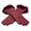 Dámske vínové kožené rukavice s kožúškom, vlnená podšívka - Carlsbad Hat