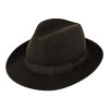 Hnedý klobúk fedora plstený - hnedý s hnedou stuhou - Fiebig