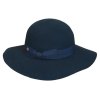 Dámsky modrý kašmírový klobúk floppy so širokou krempou - limitovaná kolekcia Fléchet