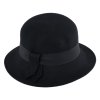 Dámsky čierny plstený Velvet klobúčik Cloche - Fiebig