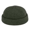 Vlnená olivová čiapka Shetland melange - Docker cap - zimná vlnená čiapka