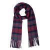 Vlnená kockovaná šála v odtieňoch vínovej a modrej 30 x 180 cm