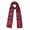 Vlnená červená kockovaná šála s brmbolcami